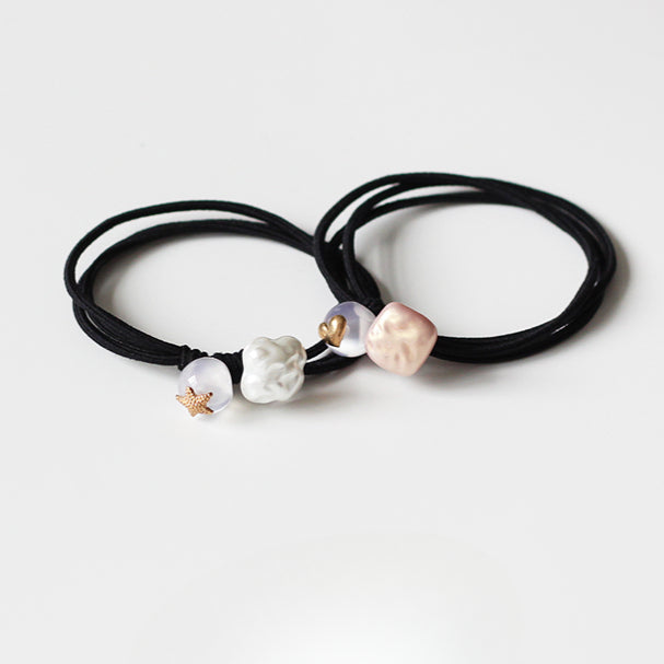 Beaded Hair Tie - Trendy Women's Elegant Hair Accessory, Simple High Elasticity Durable Elastic Band for Tying Hair
