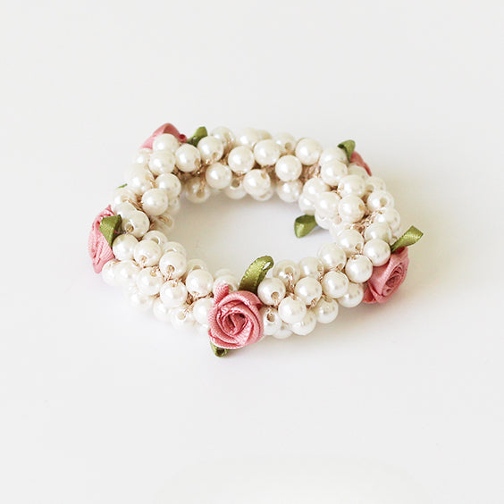Pearl Rose Hair Tie Stylish Hairband For Women Perfect For Ponytails Elegant And Sophisticated Hair Accessory