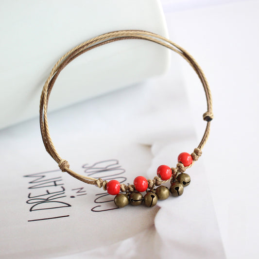 Handmade Ceramic Anklet - Boho Chic Foot Jewelry