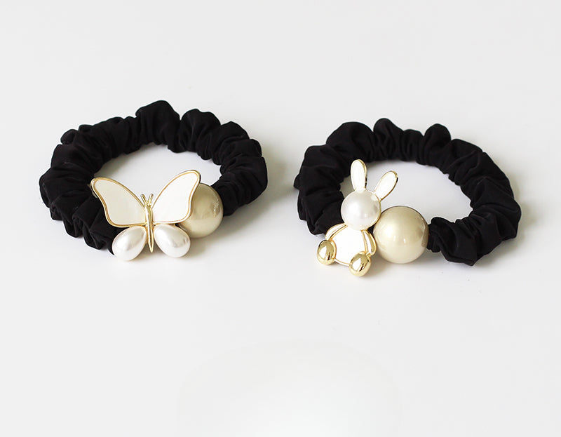 French butterfly hair ring, , head rope, ponytail hair rope, high-quality sense of leather bands, high elasticity and durability