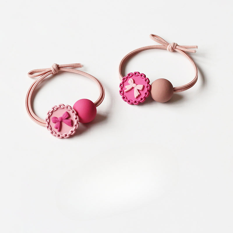 Round Beaded Barbie Pink Hair Ties - 2024 New Elastic Bands, Cute Minimalist Hair Ties for Women's Hair Accessories