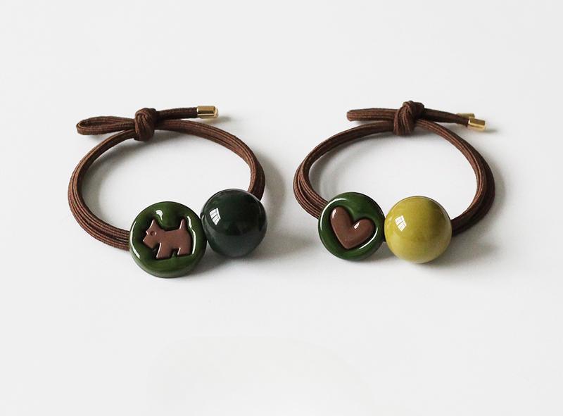 Green Ball Hair Ties for Women - 2024 New Premium Elastic Bands for Tying Hair, High Elasticity Durable Hair Loops and Accessories