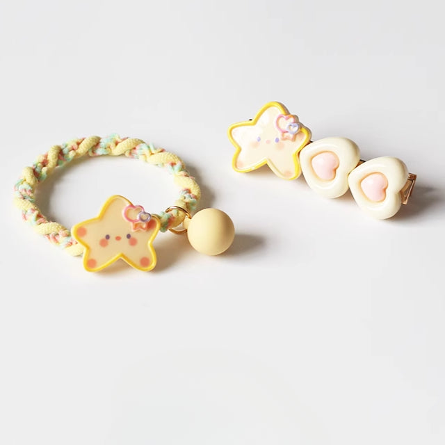 Yellow Star Hair Tie, Cute Trendy Elastic, High Elasticity Durable Hair Loop for Ponytails and Updos