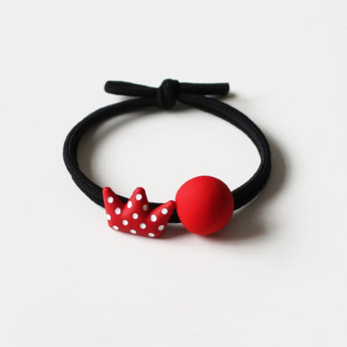 Red Wave Hair Tie - Korean Cute Girl's Elastic Band, Trendy Elastic for Women's Hair Ties and Children's Hair Accessories