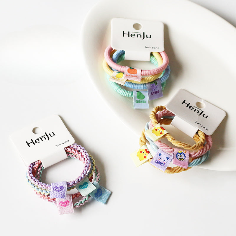 Set Of Four Hair Ties, Cream-Colored And Cute For Women To Tie Hair