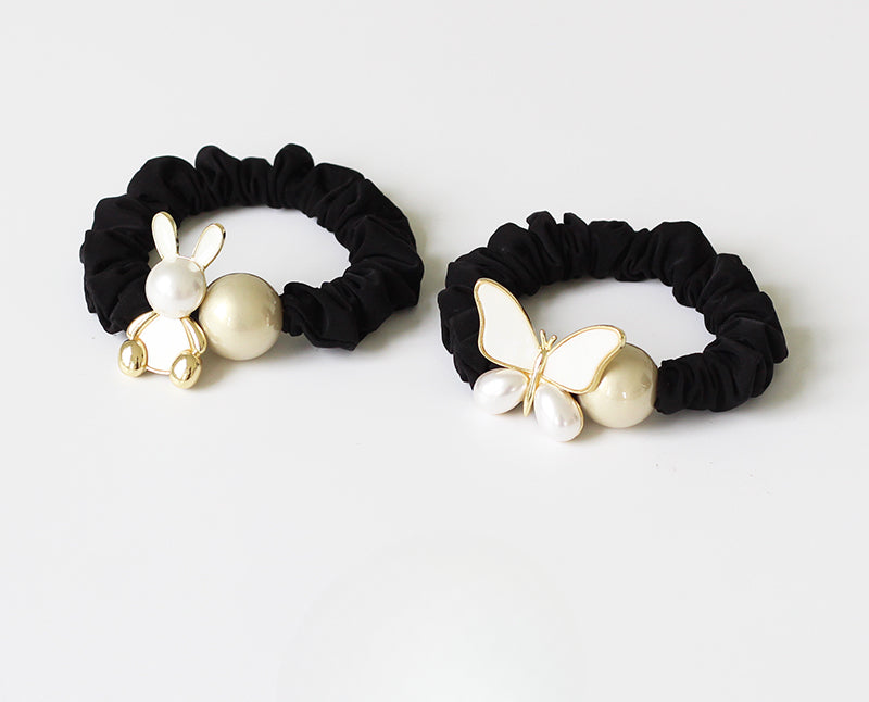 French butterfly hair ring, , head rope, ponytail hair rope, high-quality sense of leather bands, high elasticity and durability
