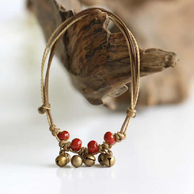 Handmade Ceramic Anklet - Boho Chic Foot Jewelry