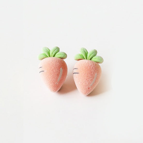Flocked Fruit Stud Earrings – Trendy Cute Small Earrings Chic Accessories