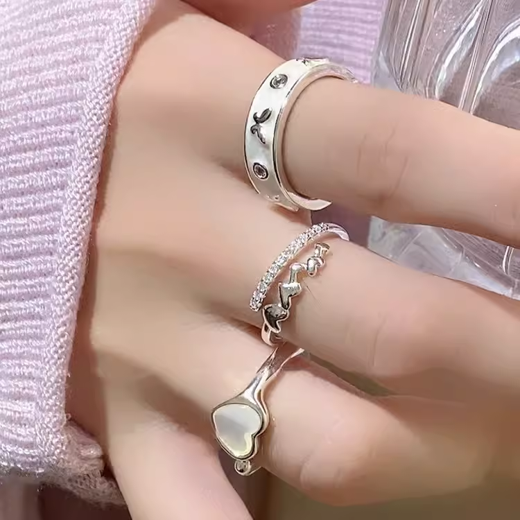 Alloy Colorful Glaze Star Ring Set (3-Piece) – Trendy Women's Jewelry with Premium & Unique Style
