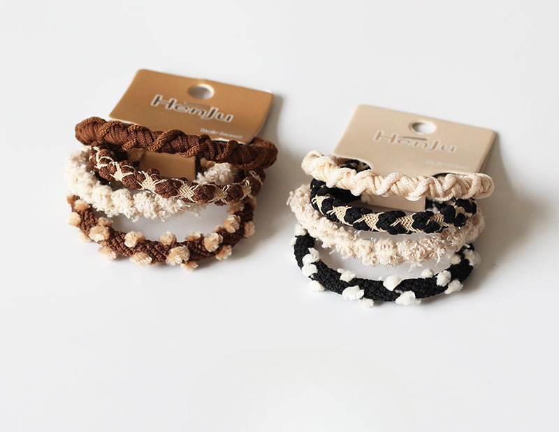 Four-Pack Brown Plush Hair Tie - Women's Autumn/Winter Trendy Elegant Hair Band, 2023 New Elastic Band for Tying Hair