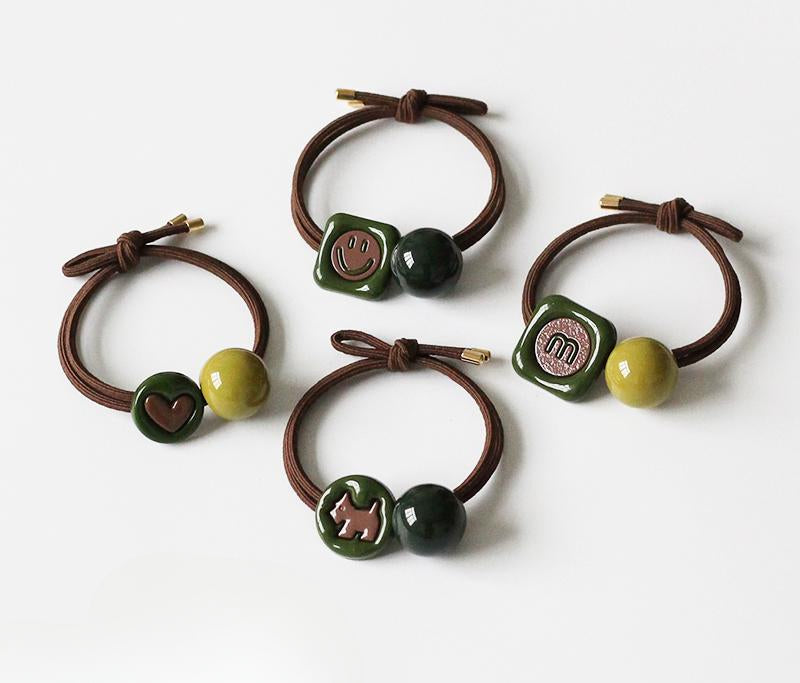 Green Ball Hair Ties for Women - 2024 New Premium Elastic Bands for Tying Hair, High Elasticity Durable Hair Loops and Accessories