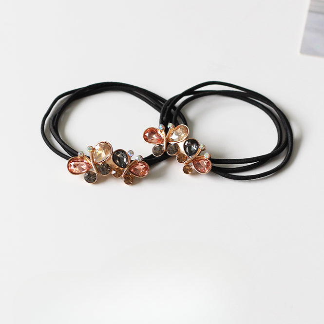 Bow Crystal Hair Tie New Elegant Hair Accessory Women Durable Ponytail Band