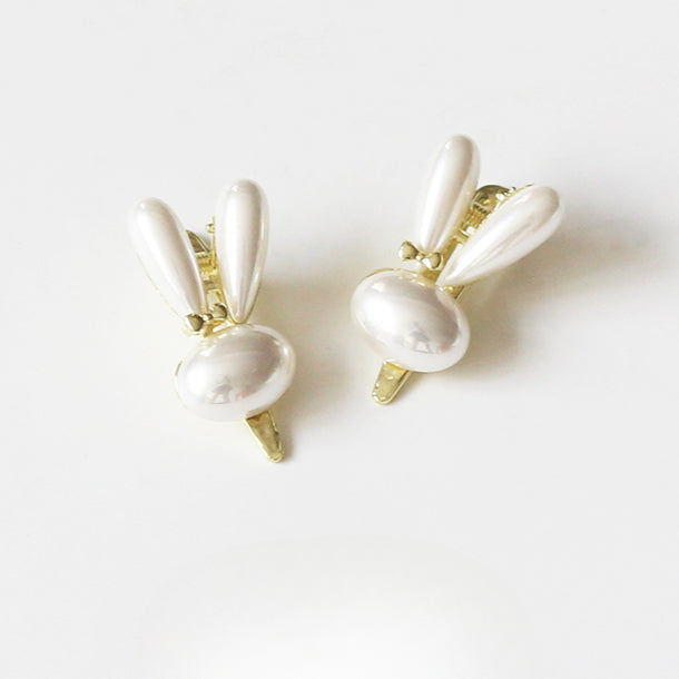 Faux Pearl Bunny Hair Clip Trendy Elegant Side Cute Hair Accessory