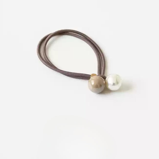 Open-End Hair Tie with Faux Pearls - Sweet Girly Cute Korean Style Hair Accessory and Elastic Band
