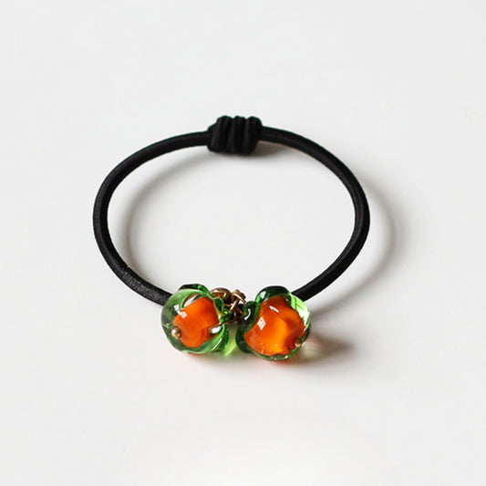 Persimmon Wish Bracelet Hair Tie - Cute Trendy Lucky Hair Accessory, New Simple and Elegant Small Elastic Hair Band
