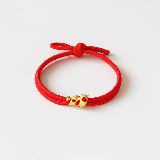 Zodiac Year Snake Hair Tie - New Red Elastic Band for Women's Bun Hairstyles, High Elasticity Festive Hair Accessory