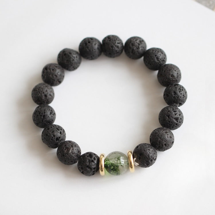 Volcanic Stone & Blue Sandstone Bracelet - Crystal Boho Couple Jewelry