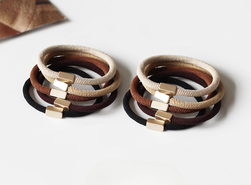 Set Of Five Hair Ties, Trendy And Durable For Women To Tie Hair
