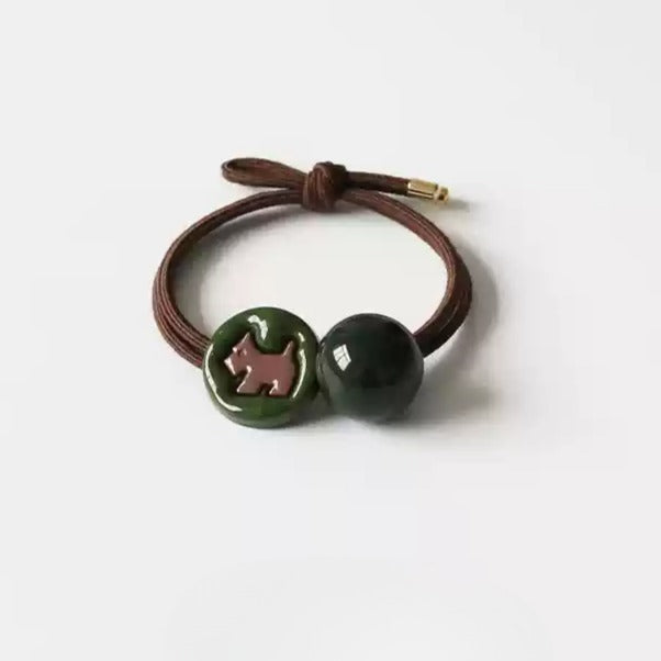Green Ball Hair Ties for Women - 2024 New Premium Elastic Bands for Tying Hair, High Elasticity Durable Hair Loops and Accessories