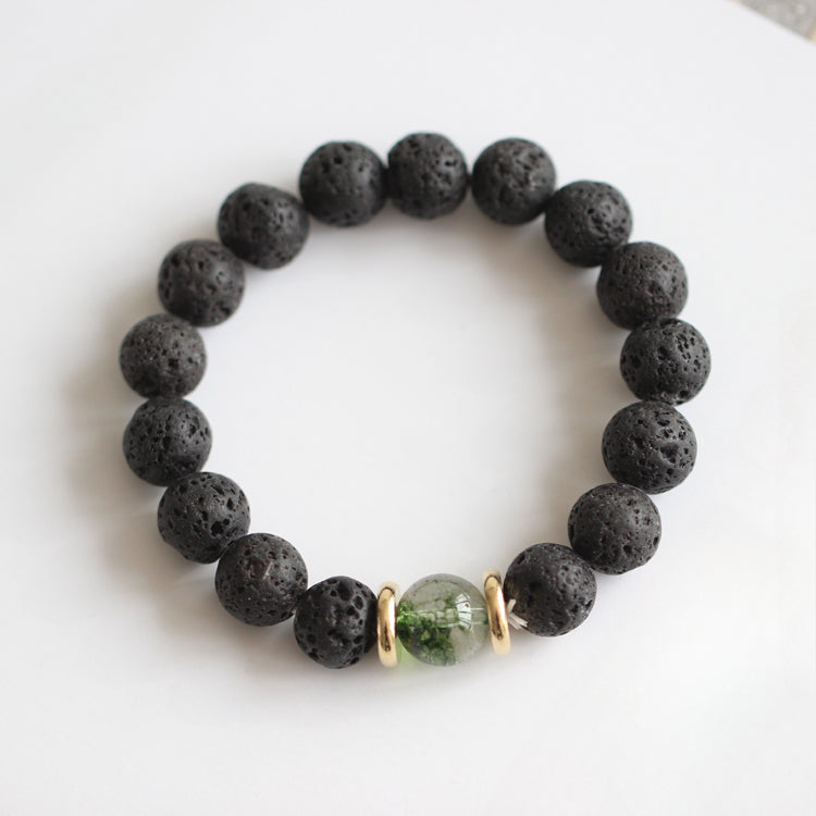Volcanic Stone & Blue Sandstone Bracelet - Crystal Boho Couple Jewelry
