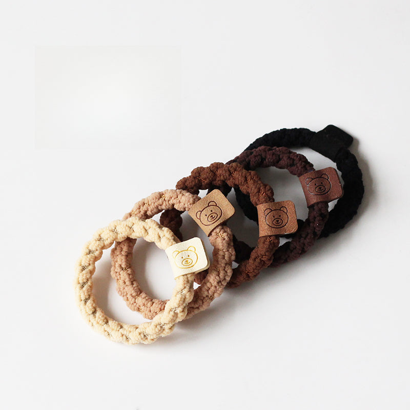 Brown small hair tie for women, trendy hairband for ponytails, high elasticity thick hair loop