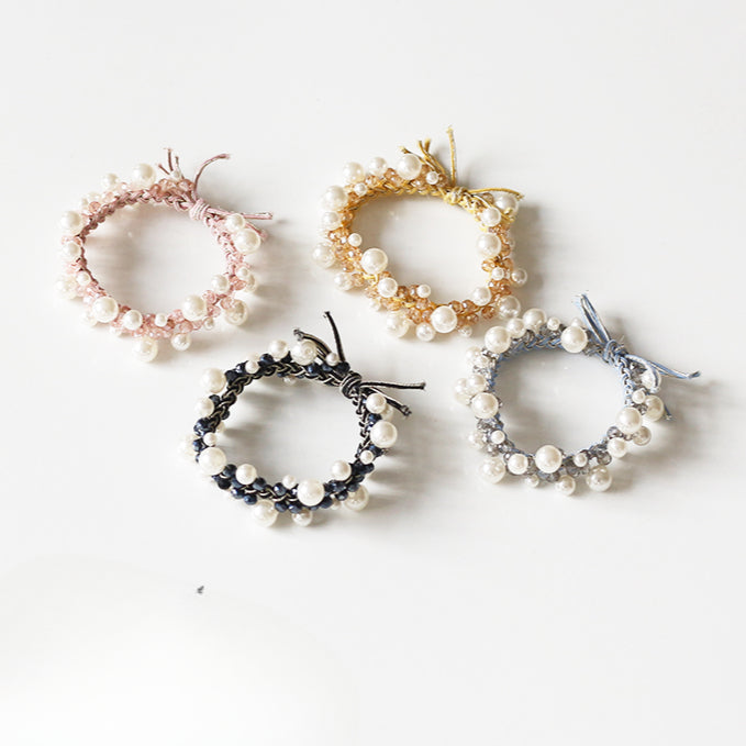 Bracelet Hair Ties - Elegant Beaded Elastic Bands, Cool Style Pearl Hair Ties, Fresh Ponytail Accessories
