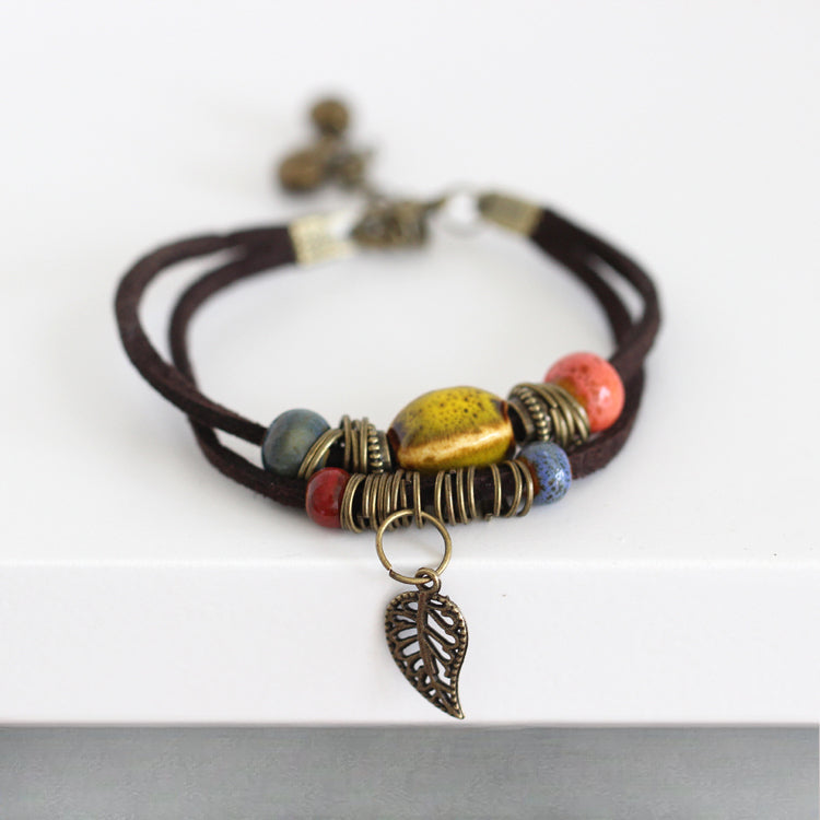 Handmade Boho Beaded Bracelet Chic Ceramic Girlfriend Gift