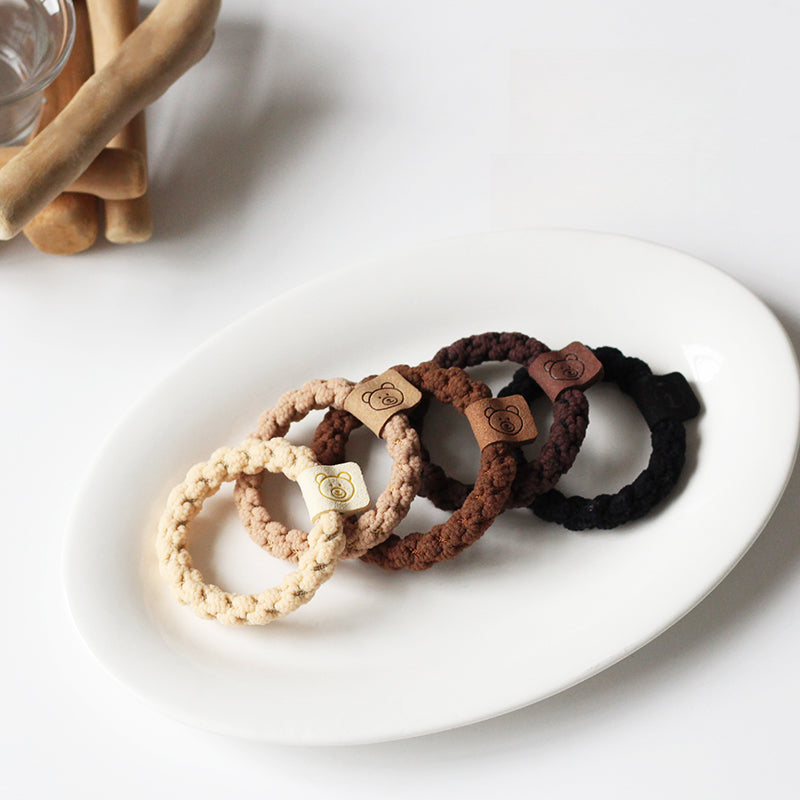 Brown small hair tie for women, trendy hairband for ponytails, high elasticity thick hair loop