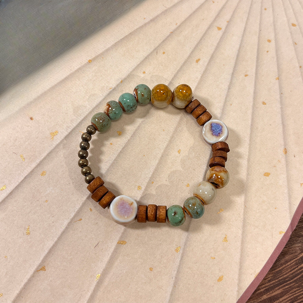 Porcelain Bead Bracelet for Women - A New Chinese-style Ethnic Trendy, Artistic, and Fade-resistant Accessory.