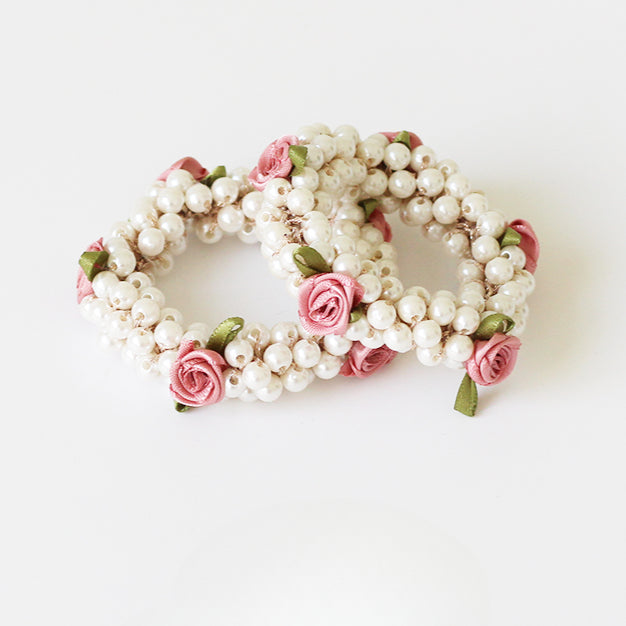 Pearl Rose Hair Tie Stylish Hairband For Women Perfect For Ponytails Elegant And Sophisticated Hair Accessory