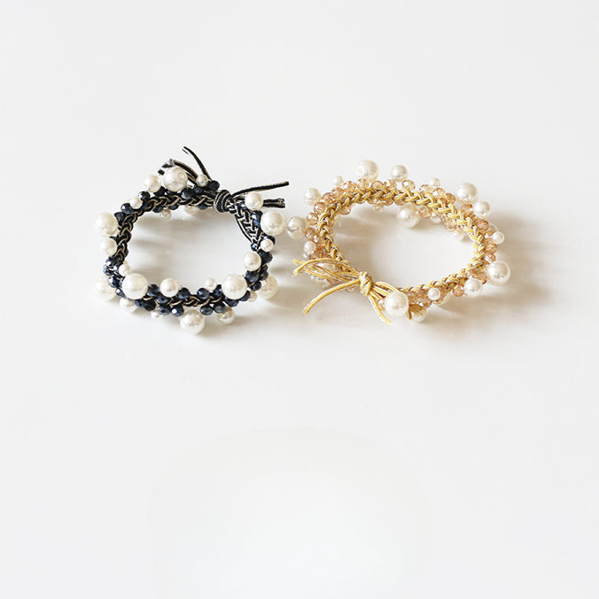 Bracelet Hair Ties - Elegant Beaded Elastic Bands, Cool Style Pearl Hair Ties, Fresh Ponytail Accessories