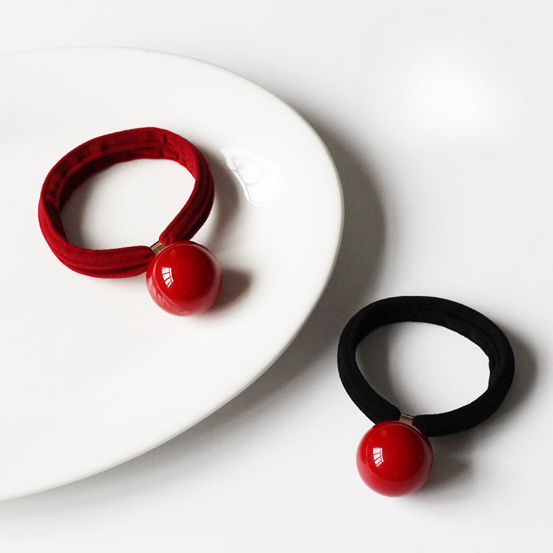 Red Hair Tie Stylish Hairband High Elasticity Durable Simple Design For Women Elegant Hair Rope