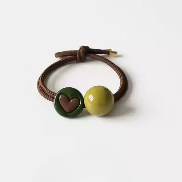 Green Ball Hair Ties for Women - 2024 New Premium Elastic Bands for Tying Hair, High Elasticity Durable Hair Loops and Accessories