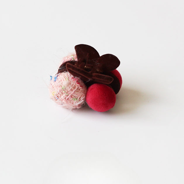 Cherry Pom-Pom Hair Clips, Cute And Stylish For Women To Style Hair In Winter