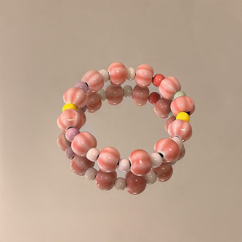 Porcelain Red Jade Bead Bracelet for Women - A Dopamine-inspired Original Retro Accessory
