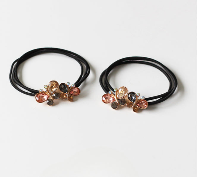 Bow Crystal Hair Tie New Elegant Hair Accessory Women Durable Ponytail Band