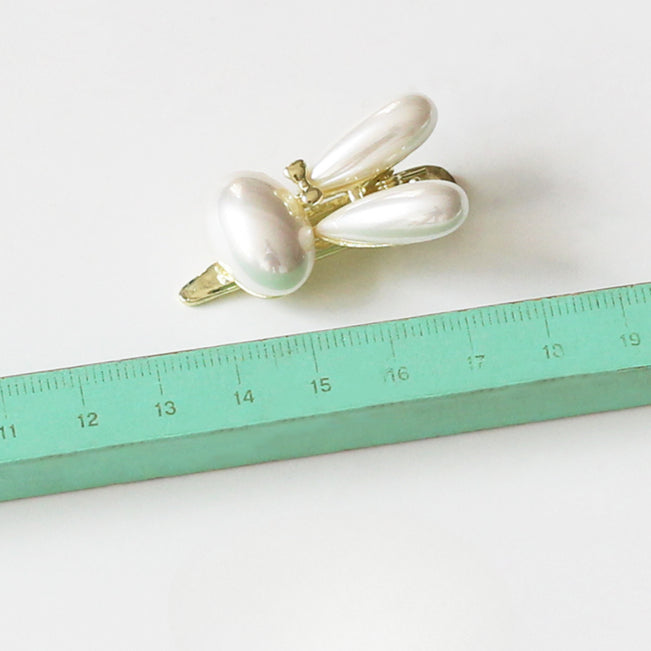 Faux Pearl Bunny Hair Clip Trendy Elegant Side Cute Hair Accessory