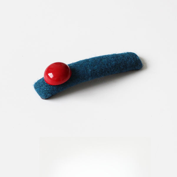 Red Bead Contrasting Hair Clip, Niche Blue Side Hair Accessory for Women
