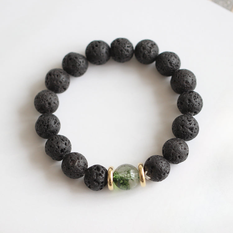 Volcanic Stone & Blue Sandstone Bracelet - Crystal Boho Couple Jewelry