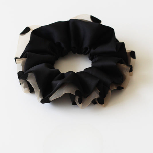 Textured Black Crinkle Hair Tie, High-Elasticity And Durable Hair Accessory.