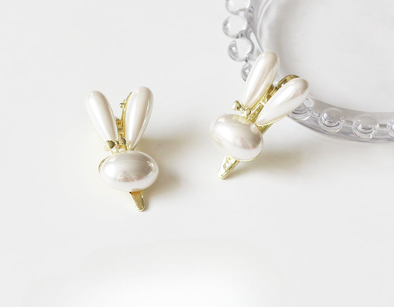 Faux Pearl Bunny Hair Clip Trendy Elegant Side Cute Hair Accessory