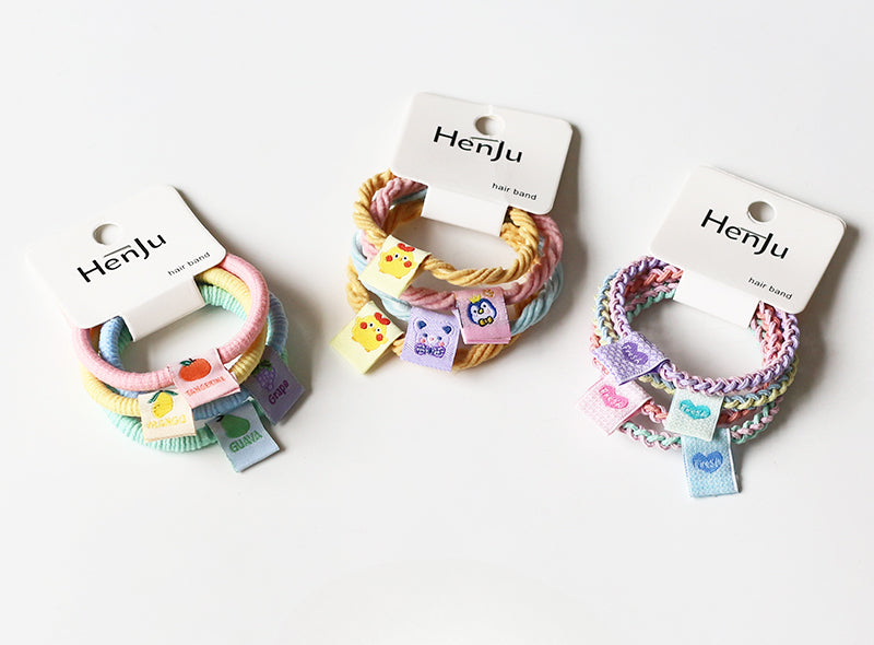 Set Of Four Hair Ties, Cream-Colored And Cute For Women To Tie Hair