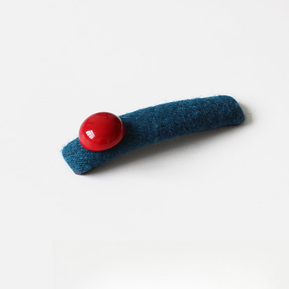 Red Bead Contrasting Hair Clip, Niche Blue Side Hair Accessory for Women