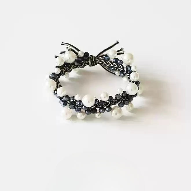 Bracelet Hair Ties - Elegant Beaded Elastic Bands, Cool Style Pearl Hair Ties, Fresh Ponytail Accessories