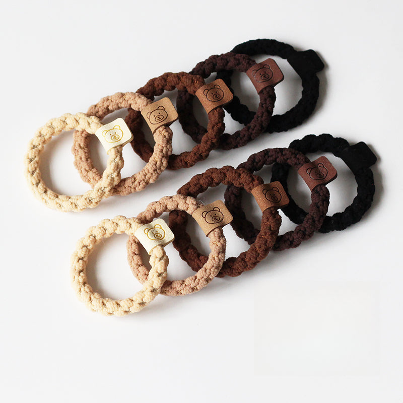 Brown small hair tie for women, trendy hairband for ponytails, high elasticity thick hair loop