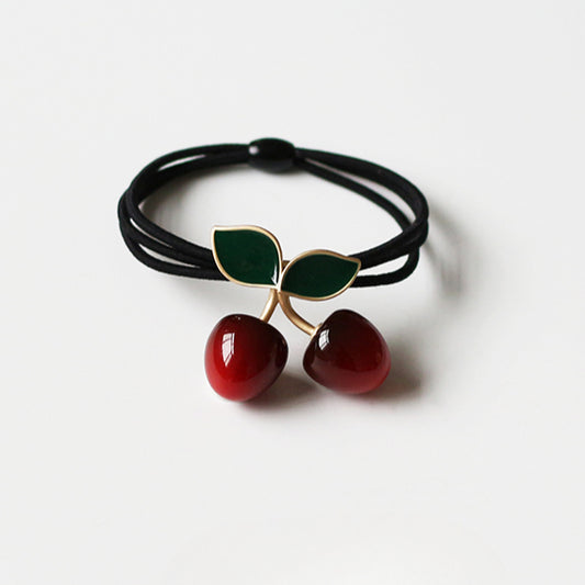 Cute Hair Tie With Cherry Design Stylish Hairband For Women Perfect For Ponytails Inspired By Korean Fashion Trends