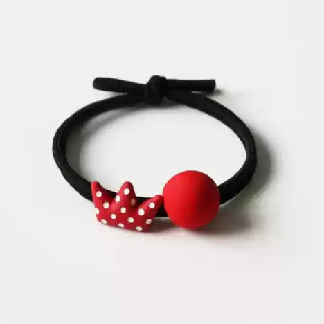 Red Wave Hair Tie - Korean Cute Girl's Elastic Band, Trendy Elastic for Women's Hair Ties and Children's Hair Accessories
