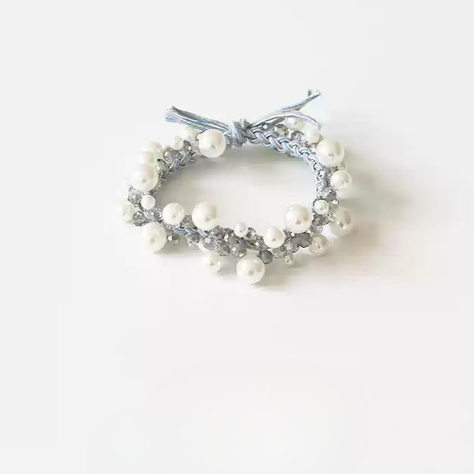 Bracelet Hair Ties - Elegant Beaded Elastic Bands, Cool Style Pearl Hair Ties, Fresh Ponytail Accessories
