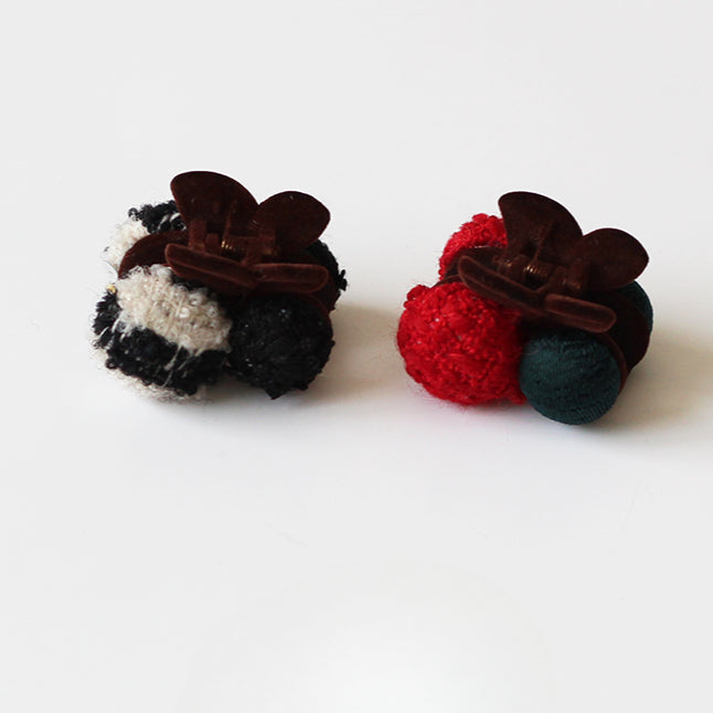 Cherry Pom-Pom Hair Clips, Cute And Stylish For Women To Style Hair In Winter