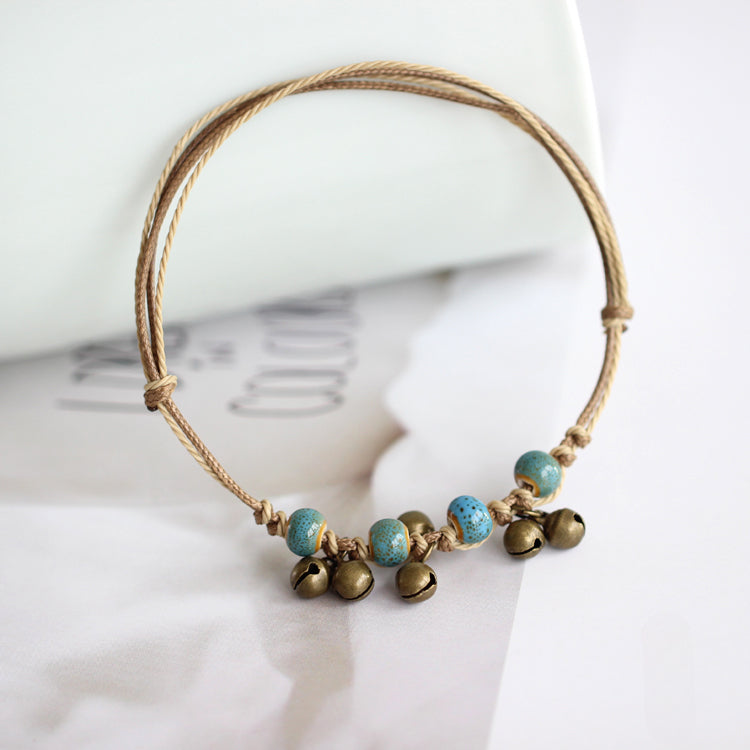 Handmade Ceramic Anklet - Boho Chic Foot Jewelry